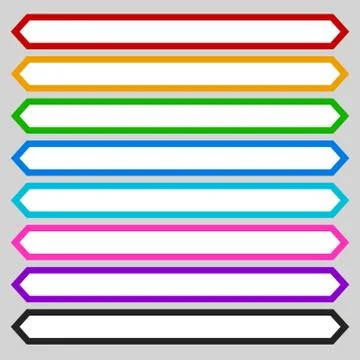 8 color octagonal button /  banner shape. Colorful button, banner, tag, label Stock Illustration