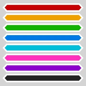 8 color octagonal button /  banner shape. Colorful button, banner, tag, label Stock Illustration