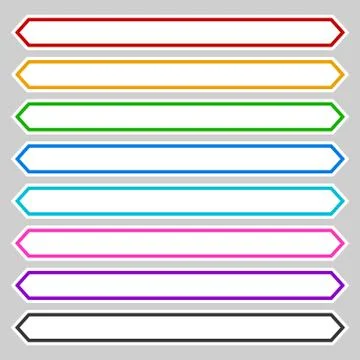 8 color octagonal button /  banner shape. Colorful button, banner, tag, label Stock Illustration