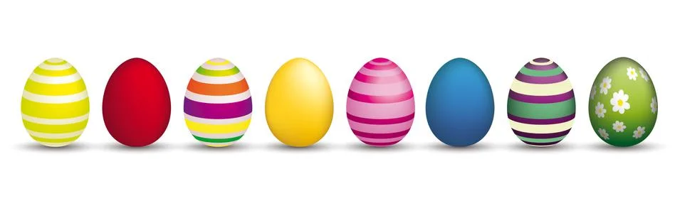 8 Colored Easter Eggs Header New Stock Illustration
