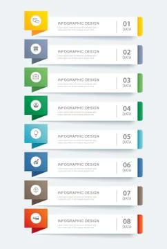 8 data infographics tab paper index template. Vector illustration abstract ba Stock Illustration