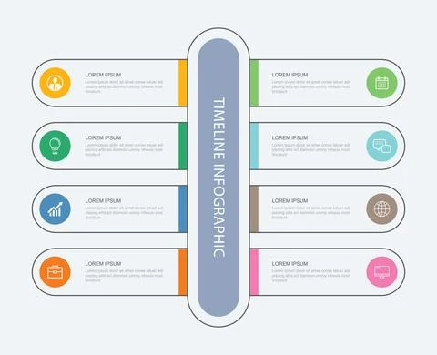 8 data infographics tab paper thin line index template. Vector illustration a Stock Illustration