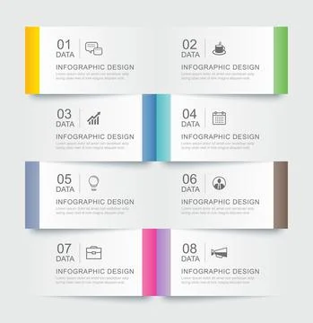 8 data infographics tab paper index template. Vector illustration abstract ba Stock Illustration