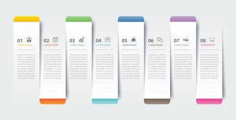 8 data infographics tab paper index template. Vector illustration abstract ba Stock Illustration