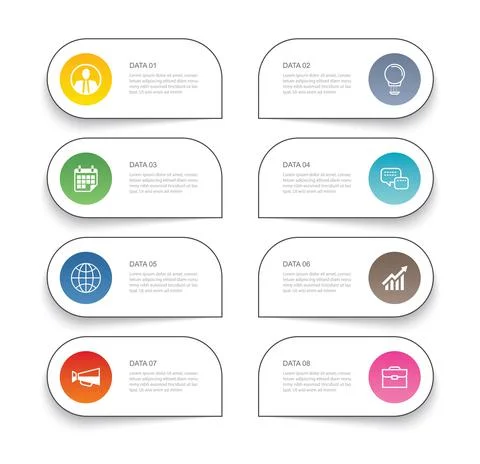 8 data infographics tab thin line index template. Vector illustration abstrac Stock Illustration