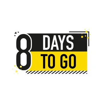 8 Days to go poster in flat style. Vector illustrations for time managment. Stockillustratie