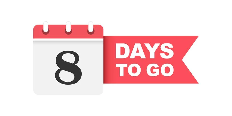 8 days left icon in flat style. Offer countdown date number vector illustra.. Illustrazione stock