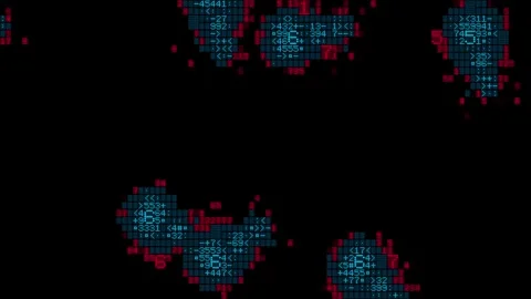 8 Digital Virus Bugs - Computer Data Error - Crawling Loop - Red Blue Stock Footage 270337951