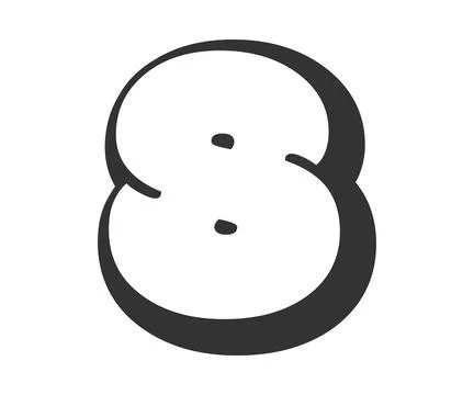 8 eight, bubble comic lettering, rounded in graffiti style black and white si Stockillustratie