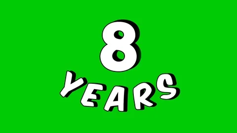 8 eight years text animation motion graphics cartoon on green screen Stock Footage 306141146