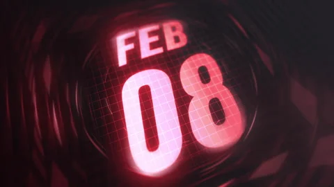 8 February in 3d motion graphic. Infrared calendar in futuristic and tech Stock Footage 292934340