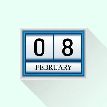 8 February Vector flat daily calendar icon. Date and month. Stock Illustration