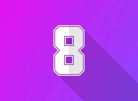 8 font number, modern dynamic design with long shadow on purple gradient back Stock Illustration