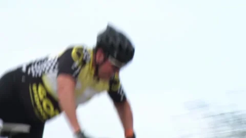 8 Fps Cyclist Comes Down Off Advanced Hilltop Stock Footage 204048589