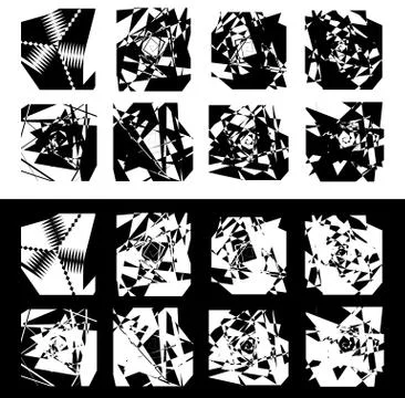 8 geometric patterns. Rough, edgy monochrome textures set イラスト素材