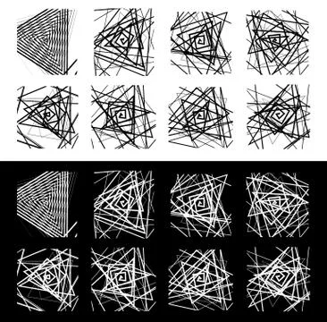 8 geometric patterns. Rough, edgy monochrome textures set イラスト素材