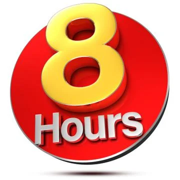 8 Hours 3d. Stock-Illustration