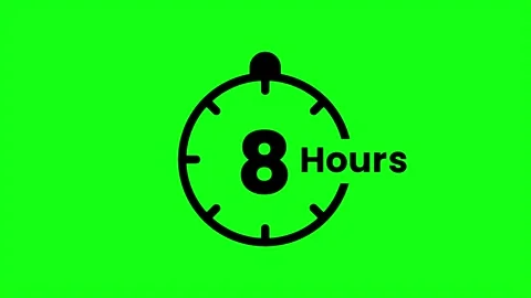 8 Hours green screen animation. Service opening hours, work time or deliver.. Stock Footage 333139332