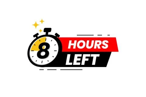 8 hours left label. Countdown timer banner sticker Stock Illustration