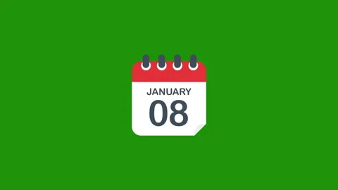 8 january on the calendar, Video stock 225300907