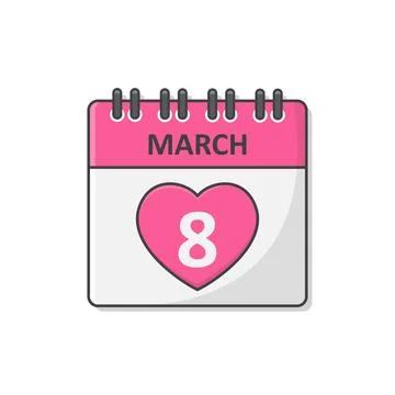 8 March Calendar Vector Icon Illustration. International Women's Day Calend.. Ilustración de archivo