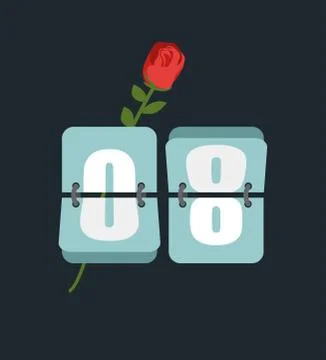 8 March. Countdown timer. Figure 8. International womens day. Red Rose and wa Stock-Illustration