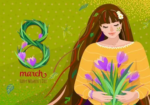 8 march greeting vector background. Happy womens day celebration card design Stock Illustration