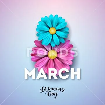 Daisy flowers on the greeting card for womens day Vector Image