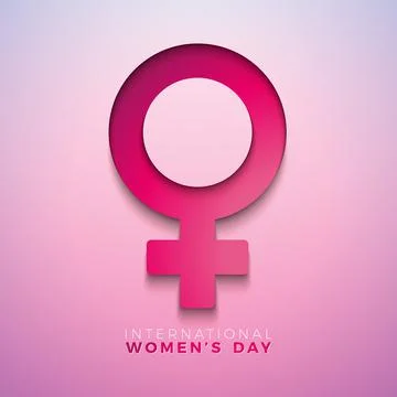 8 March International Womens Day Vector Illustration with 3d Female Symbol on Stock Illustration