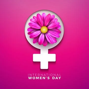 8 March International Womens Day Vector Illustration with 3d Female Symbol and Stock Illustration