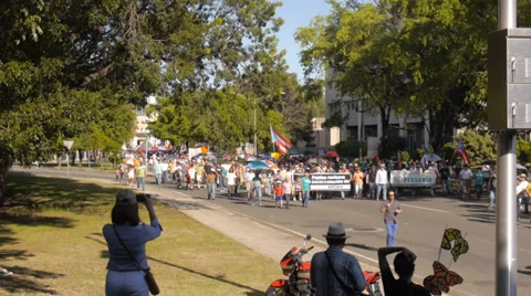8 - march protest crowd remonstration mass demonstrations 11-23-13 Stock Footage 32870276