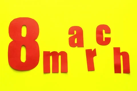 8 March. Text stop motion animation. Stock Footage 148636837