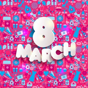 8 March vector card of icons. Stock Illustration