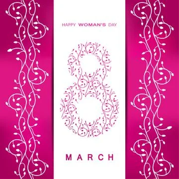 8 of March Woman's Day vector envelope on the gradient pink background with.. Stock Illustration