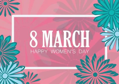 8 march. Women's day flat art holiday card. Trendy Design Template. Vector Stock Illustration