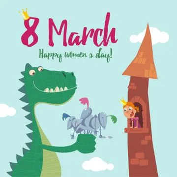 8 march womens day greeting card Stock Illustration