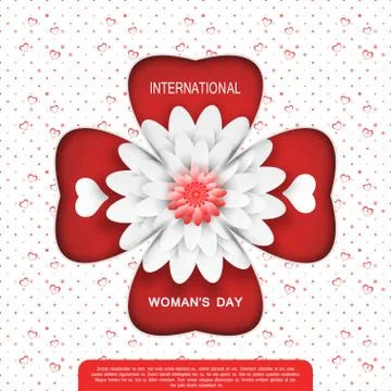 8 of March - Women's Day vector paper art with cutout in the form of clover l Stock Illustration