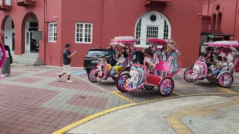 8 May 24 - Malacca, Malaysia - Tourists Taking Trishaw To Explore Malacca City Stock Footage 336194691