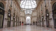 8 Milan Italy During Covid-19 Outbreak Empty Galleria Monument Landmark Stock Footage