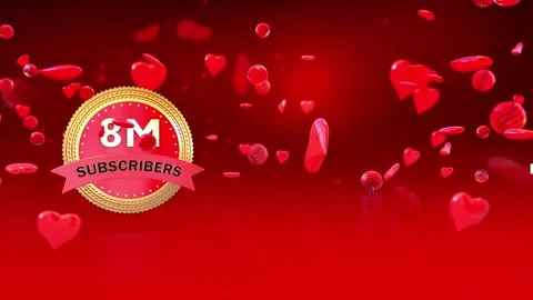 8 Million Subscribers celebration background with a golden badge Video stock 319928420