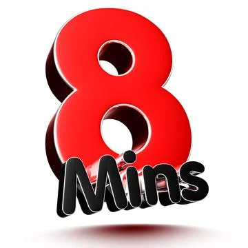 8 mins isolated on white background illustration 3D rendering with clipping p Stock Illustration