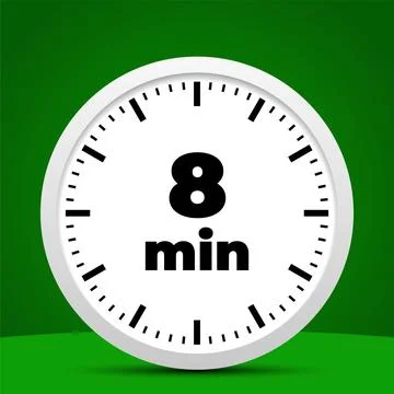 8 minute time clock countdown number icon design Stock Illustration