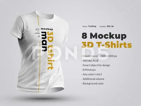 8 Mockup Men T-Shirt 3D PSD Template