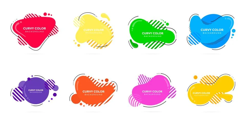 8 Modern liquid abstract element shape memphis style design fluid vector Stock Illustration