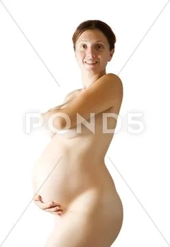 8 months nude pregnant woman Stock Photos