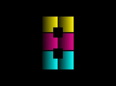 8 number font, vector logo made of Cmyk color. Dynamic split blue, pink, yell Stock Illustration