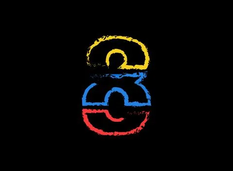 8 number hand write vector desing, brush font logo. Blue, red, yellow color o Illustrazione stock