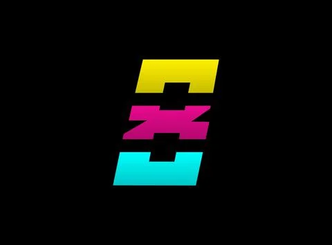 8  number vector desing, Cmyk color font logo, . Dynamic split blue, pink, ye Stock Illustration
