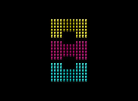 8 number vector desing, cmyk color font logo. Dynamic split pink, yellow, blu Stock Illustration
