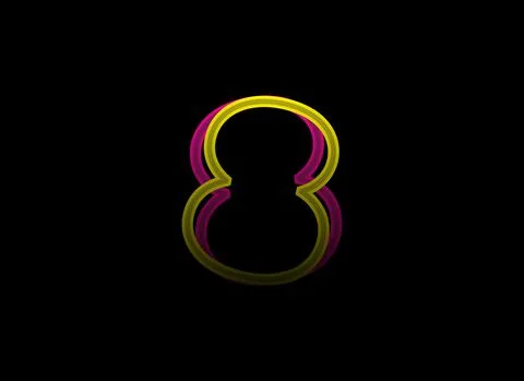 8 number vector desing, shadow font logo. Dynamic split pink, yellow color on Stock Illustration